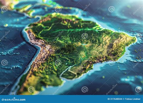 3d Mapa Ilustrativo Del Continente Sudamericano Stock de ilustración