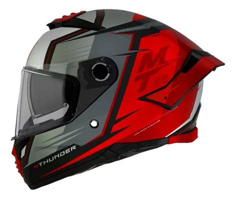 Casco Integral Mt Thunder Sv Pental B Rojo Gris Meses Sin Inter S