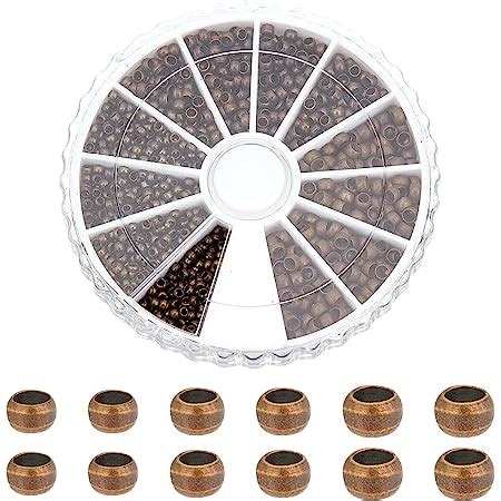 PandaHall Elite 1800 Pcs 3 Tailles Perles à écraser en Laiton Perles