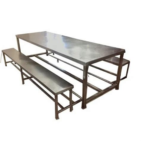 Silver Stainless Steel Canteen Table With Bench At Rs 21500 In Ahmedabad