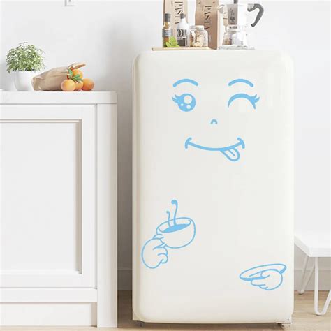 Cute Sticker Fridge Happy Delicious Face Kitchen Fridge Wall Stickers