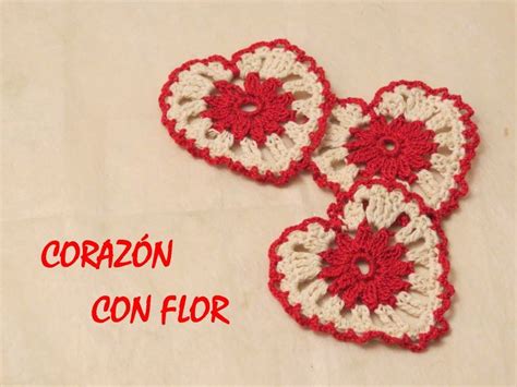 Cómo hacer un corazón a crochet con flor en el centro Easy Heart