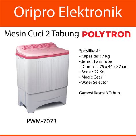 Mesin Cuci Tabung Twin Tube Kg Polytron Pwm Pwm Lazada