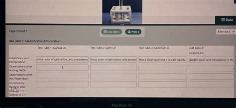 Experiment Exercise Ata Table Saponification Chegg