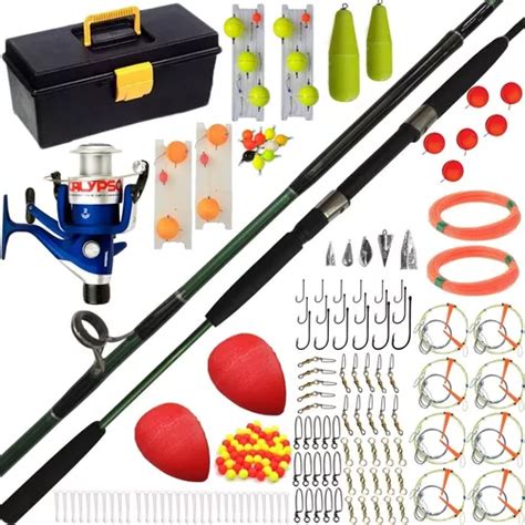 Kit Pesca Completo Reel Caña 2 40 Mt De 2 Tramos Caja