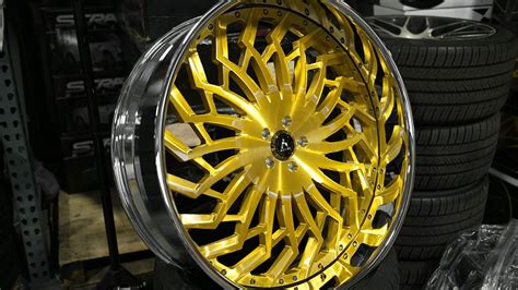 Staggered Artis Forged Wheels Spartacus Gold Over Chrome Face And