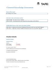 Providing Care Cluster Ae Kn Of Docx Clustered Knowledge Assessment