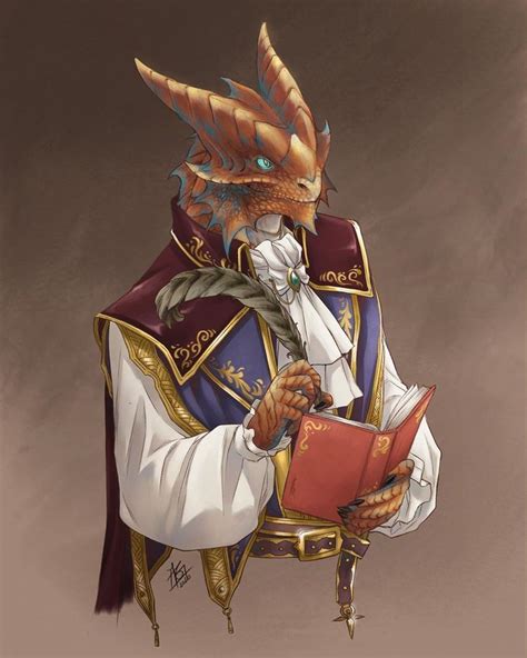 Dragonborn Noble Bard With Book For Dnd Pathfinder Fantasy