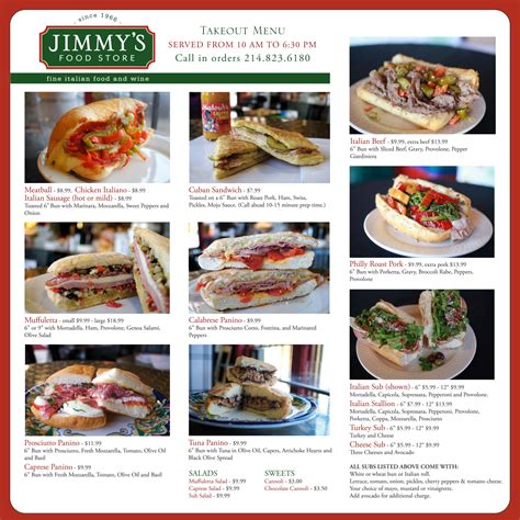 Menu – Jimmy's Food Store