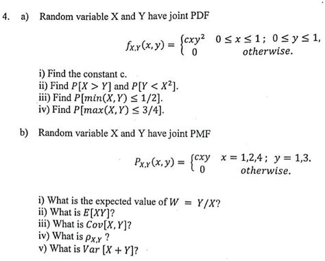 Solved Random Variable X And Y Have Joint Pdf Cxy 0