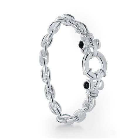 Bracelet Argent Fermoir Onyx Femme Bracelet Rigide Maty