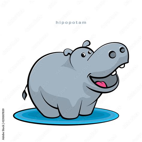 Little Hippopotamus Fun Dancing And Smiling Cartoon Character Funny Hippo Stock Vector Adobe