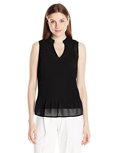 Lark Ro Women S Sleeveless Pleated Chiffon Top Black X Small Peplum