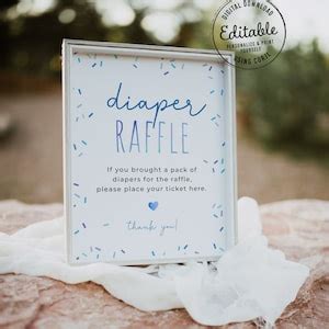 Sprinkle Diaper Raffle Sign Editable Boy Blue Sprinkles Diaper Raffle