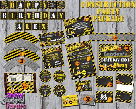 Construction Party Package Printable Birthday Decor Dump Etsy