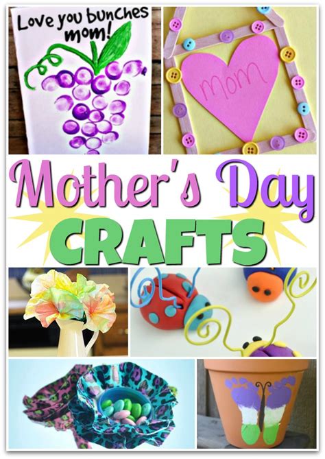 Easy Mother's Day Crafts for children to make from paint to clay to construction paper.