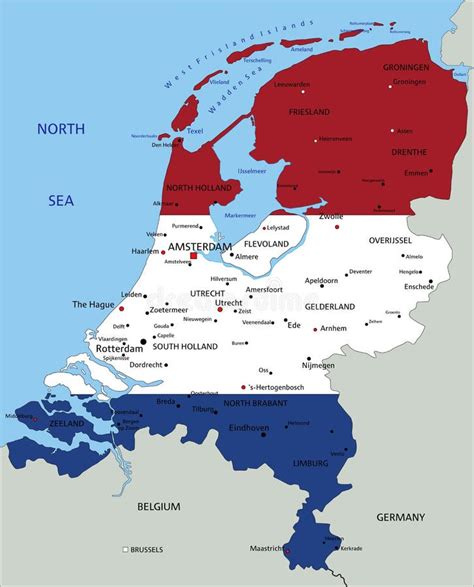 Mapa Pol Tico Detalhado Dos Pa Ses Baixos Bandeira Nacional