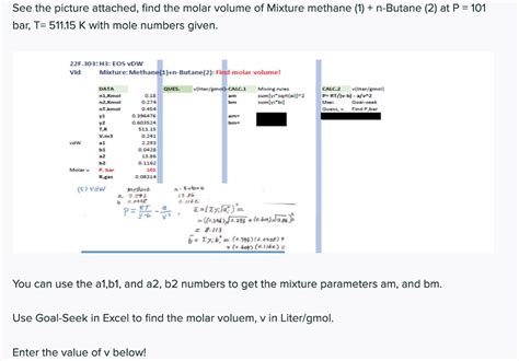 Solved See The Picture Attached Find The Molar Volume Of Chegg