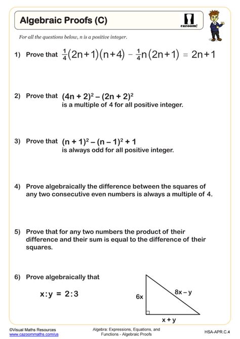 Algebraic Proofs C Worksheet Pdf Printable Algebra Worksheet