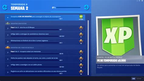 Semana 2 Temporada 8 Desafíos De Fortnite Peli O Manta