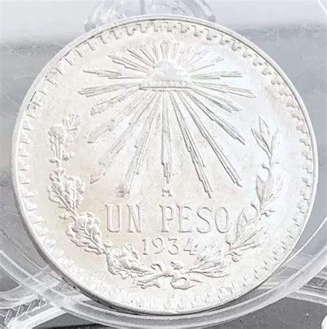 Moneda 1 Peso Resplandor 1934 Plata Ley 0 720 En Capsula Envío gratis