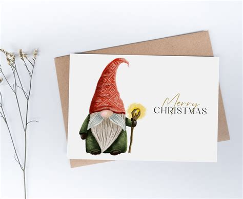 Printable Christmas Cards Printable Gnome Christmas Cards Etsy