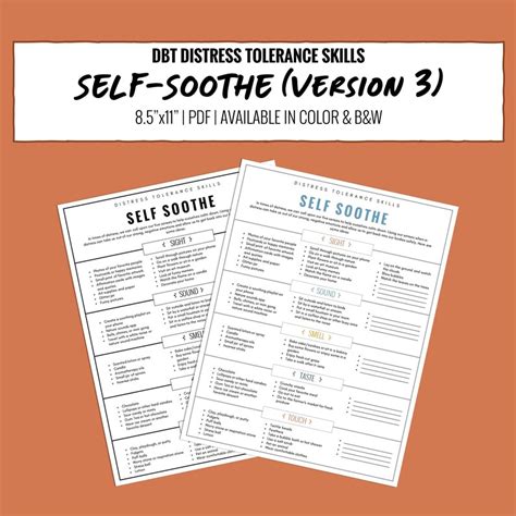 Self Soothe Distress Tolerance Dbt Skill Handouts Etsy