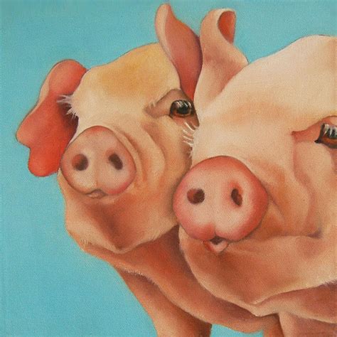 Two Pigs Painting By Veronique Le Merre Fine Art America