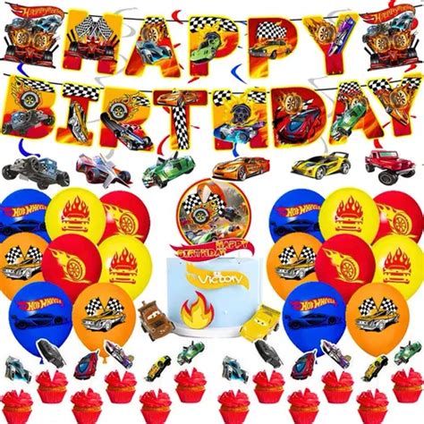 Kit Cotillon Cumpleaños Hot Wheels Guirnaldas Cuotas sin interés