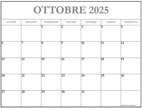 Ottobre Calendario Gratis Italiano Calendario Ottobre