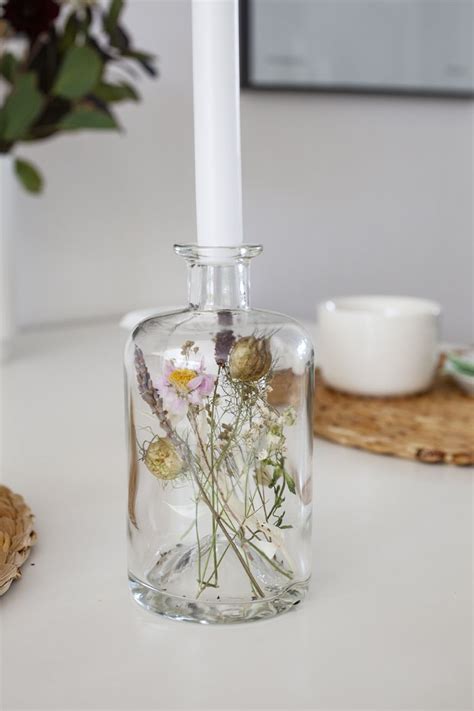 Trockenblumen Kerzenständer an Gin makajumy de Diy frühling Diy