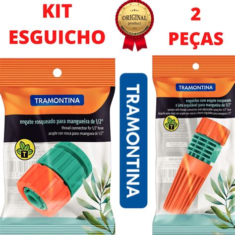 Conjunto Kit Irrigacao Para Mangueira Jardim 1 Engate E 1 Esguicho