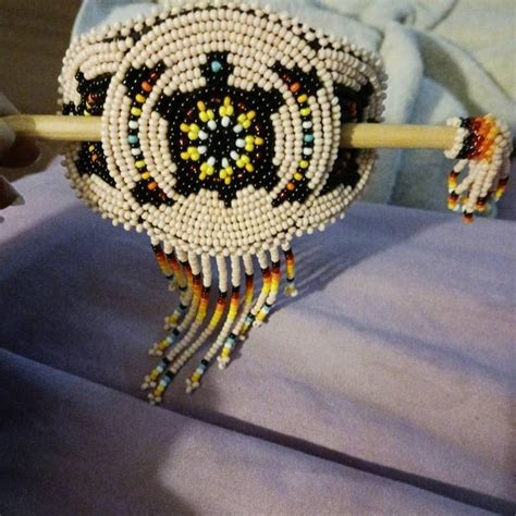 Hand Made Beaded Barrette Beaded Hair Barrettes Indigenous Beaded