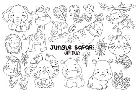 Black And White Clipart Jungle Theme