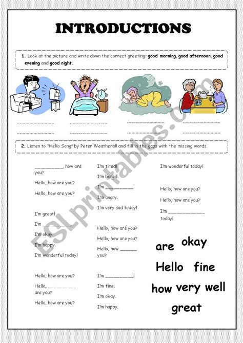 Esl Worksheets Introductions