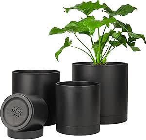 T U Pcs Pots De Fleurs En Plastique Noir Pot De Fleurs Int Rieur