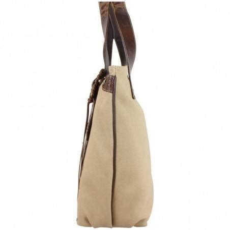 Sac Bandouli Re Texier En Toile Et Cuir Noir