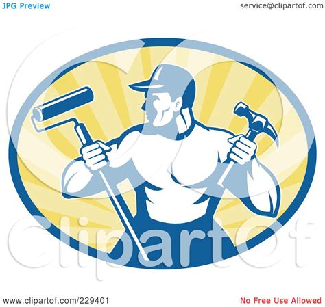 Royalty Free Rf Clipart Illustration Of A Retro Handyman Holding A