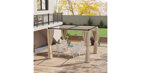 Outsunny Pergola X M Cu Acoperis Copertina Retractabila Si Perdele