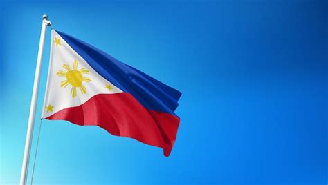 Premium Photo Philippines Flag Flying On Blue Sky Background 3d Render