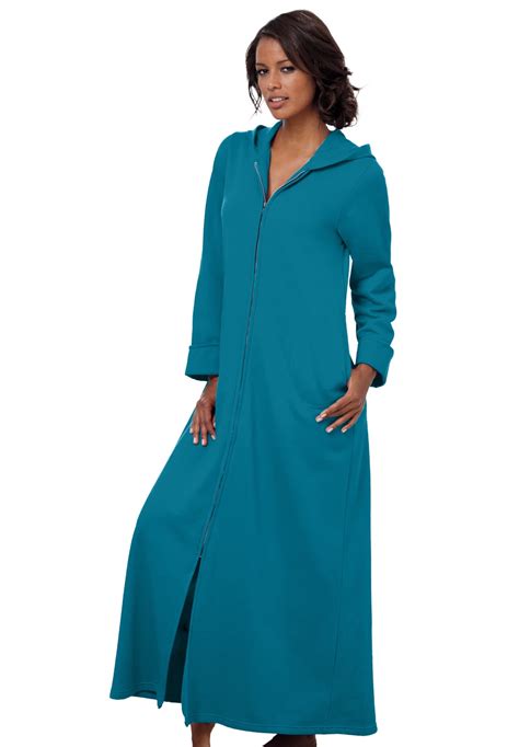 Dreams And Co Women S Plus Size Long Hooded Fleece Sweatshirt Robe 5x Deep Teal