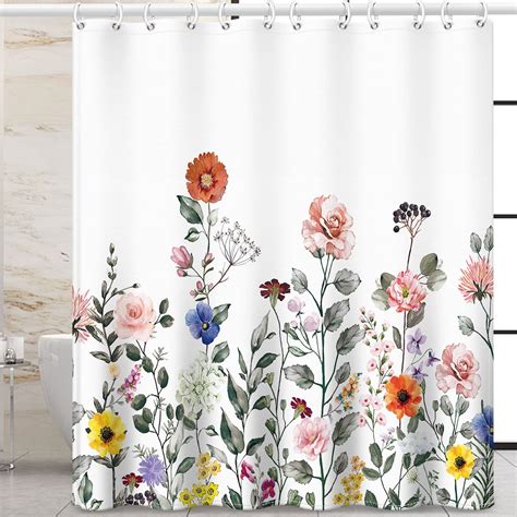 Besbesme Floral Shower Curtains For Bathroom 72 X 78