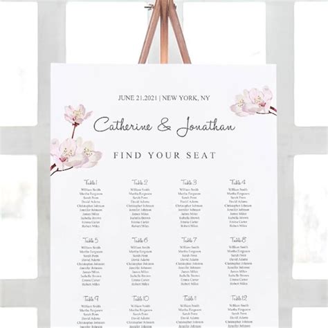 Cherry Blossom Seating Chart Template Etsy