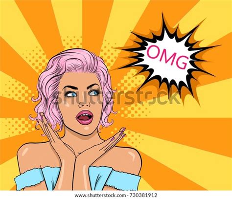 Wow Female Face Sexy Surprised Young Stock Vector Royalty Free