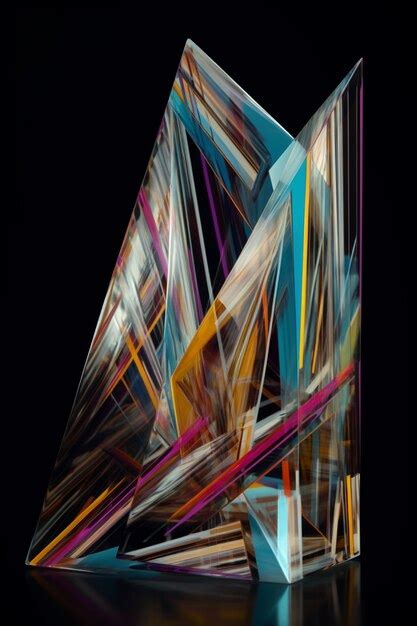 Premium AI Image | A glass sculpture with colorful lines and colors on it