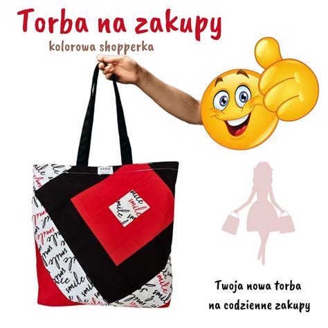 Torba Na Zakupy Do Pracy Kolorowa Siatka Bawe Niana Shopperka Smile