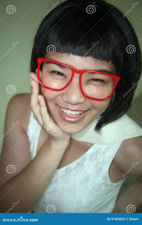 Cute Asian Girl Wearing Glasses Stock Image Image Of Fashion Expression 9185863