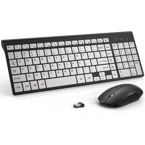 J JOYACCESS Wireless Keyboard Mouse Full Size And Slim 2 4G Wireless