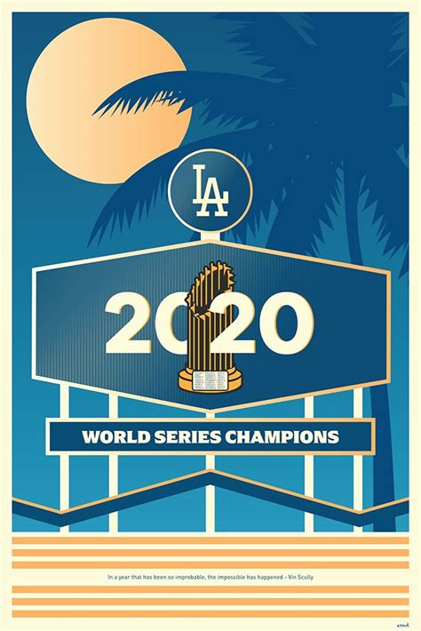 Dodgers 2020 World Series Championship Poster Print 24x36 World