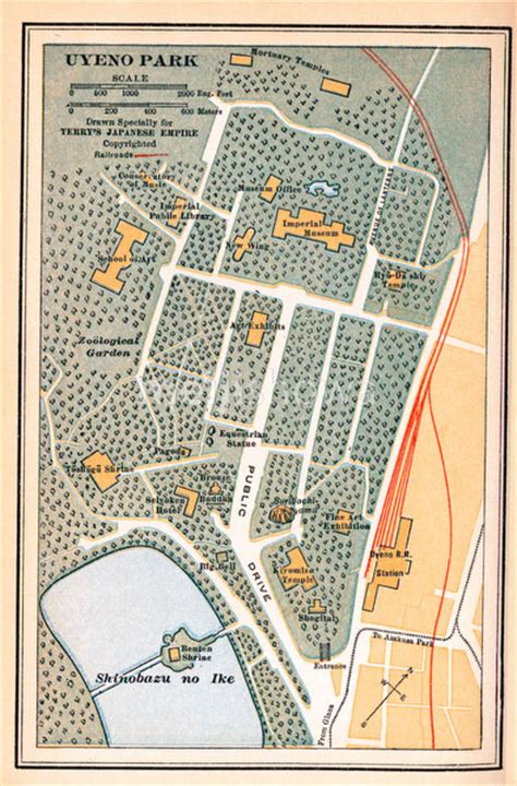 70424-0009 - Map of Ueno Park | MeijiShowa, Tokyo - Vintage Images of Japan